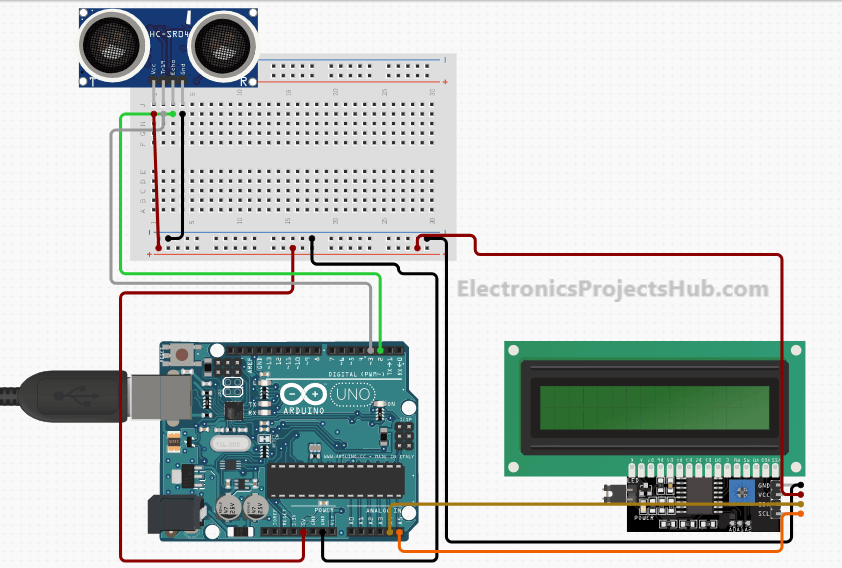 Distance Measurement Using Arduino Ultrasonic Sensor Electronics Projects Hub