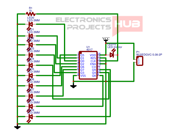 led chaser circuit using 4017