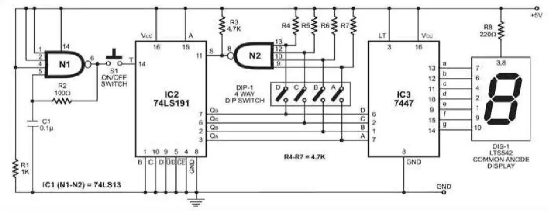 Programmable Electronic Dice Circuit diagram