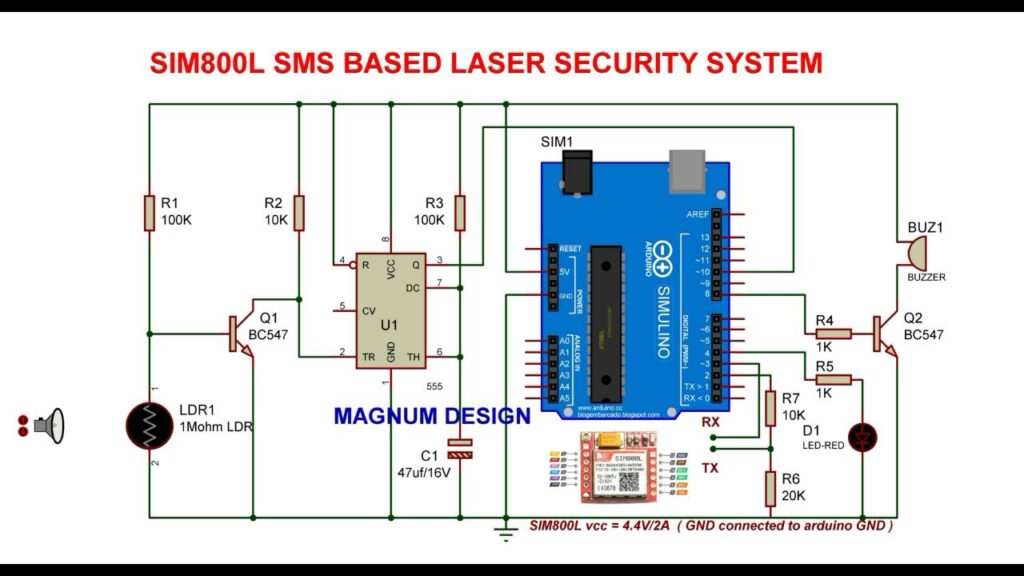 Sim800L SMS Based Laser Security System 